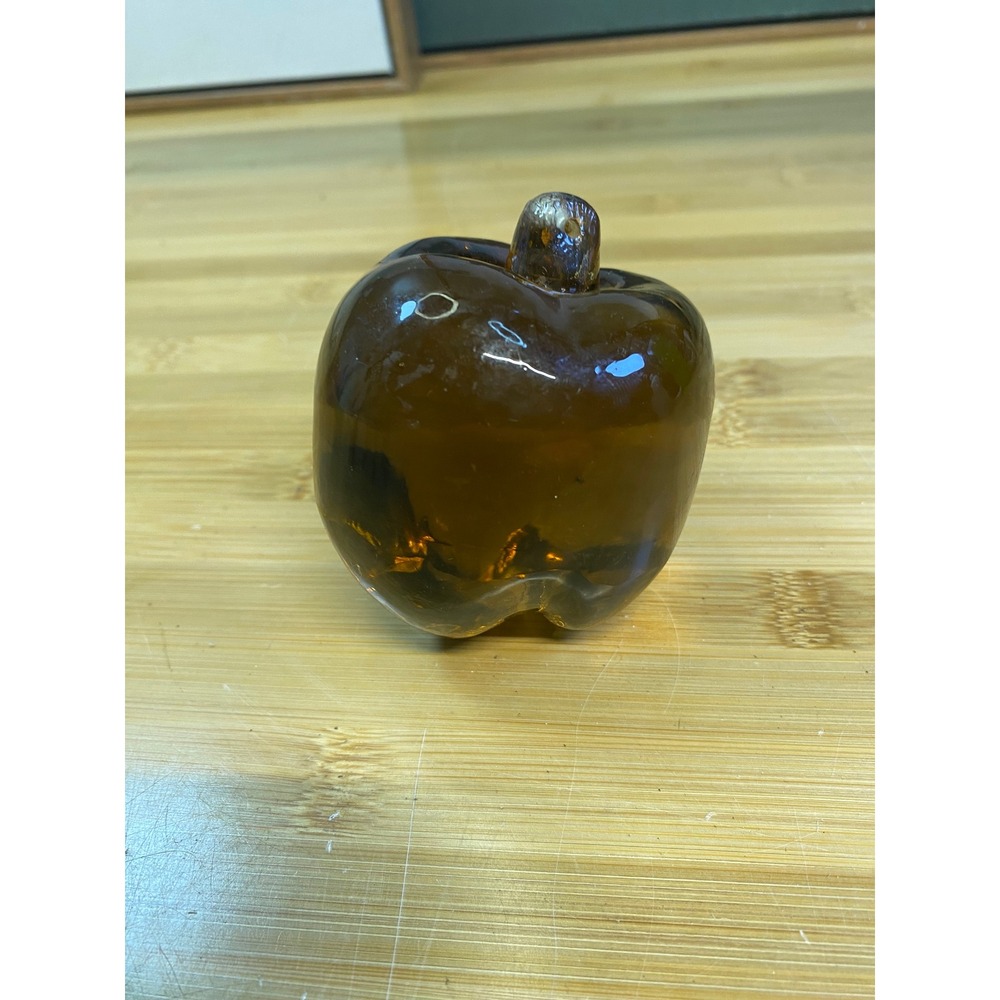 Unbranded Glass Apple Paperweight Unisex OS Amber Brown Hand Blown Art Decor